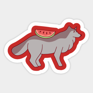 Watermelon Wolf Sticker